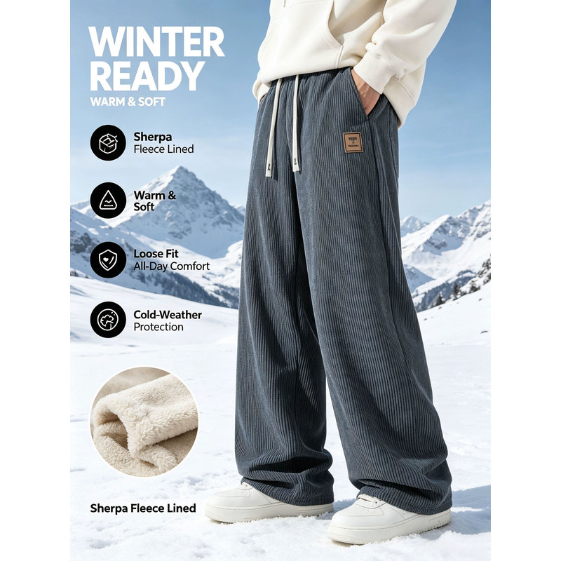 Corduroy Pant Warm - Pantaloni Sportivi Invernali da Uomo in